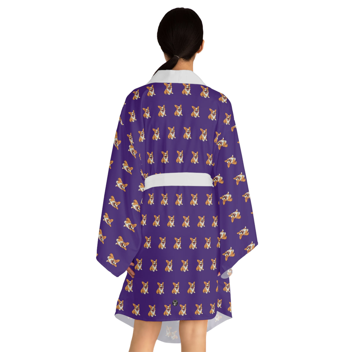 Jolly Jiggling Animated Corgi Repeater Pattern Kimono Robe