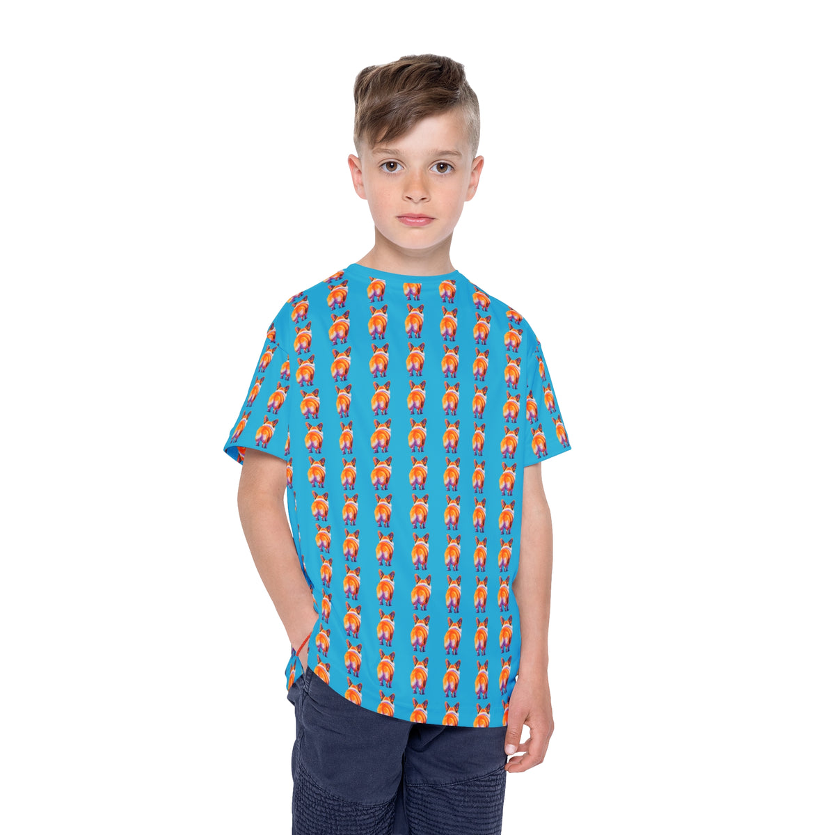 Corgi Butt Stripes Artistic Portrait Kid's Sports Tee