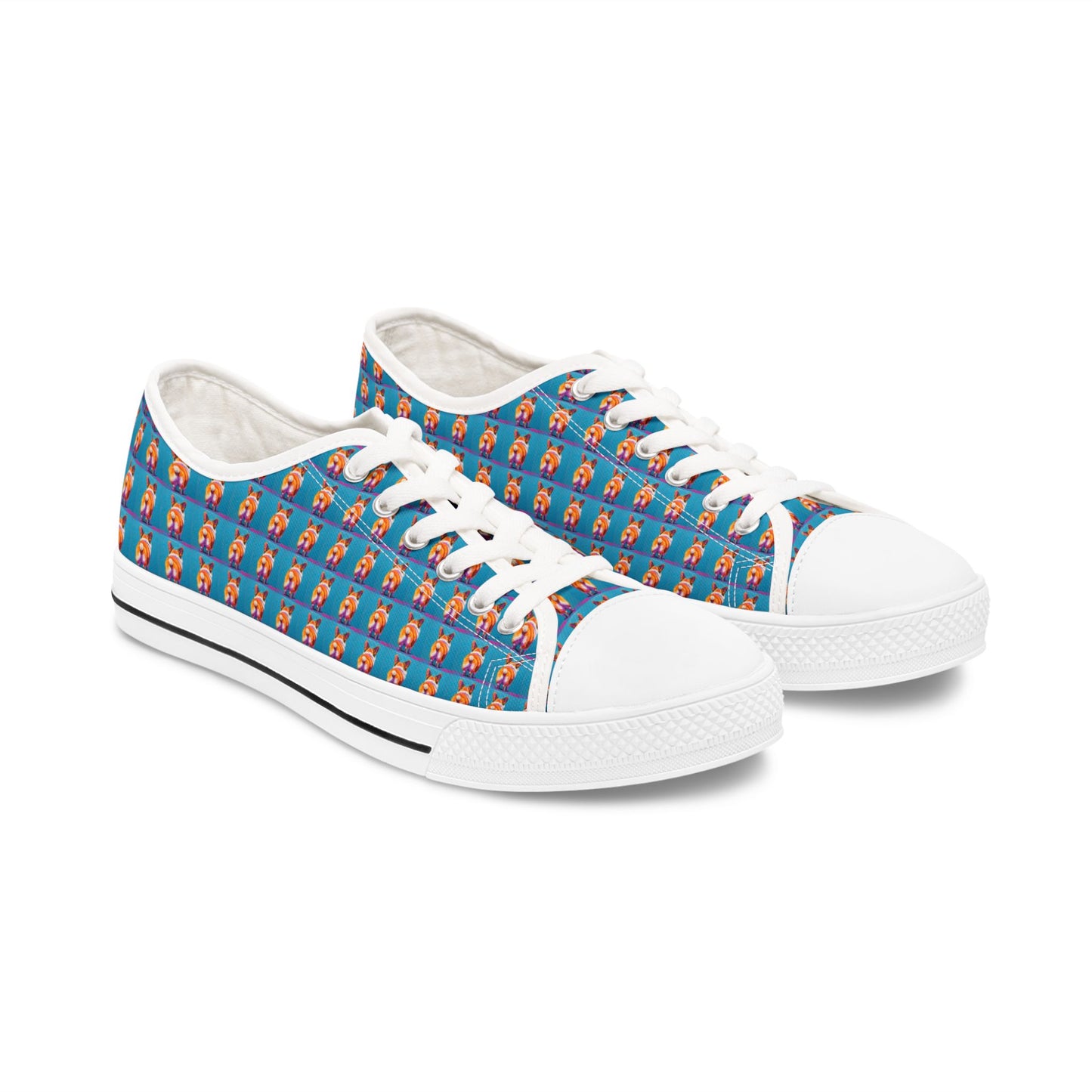 Corgi Butt Mosaic Pattern Women's Low Top Casual Canvas Sneakers