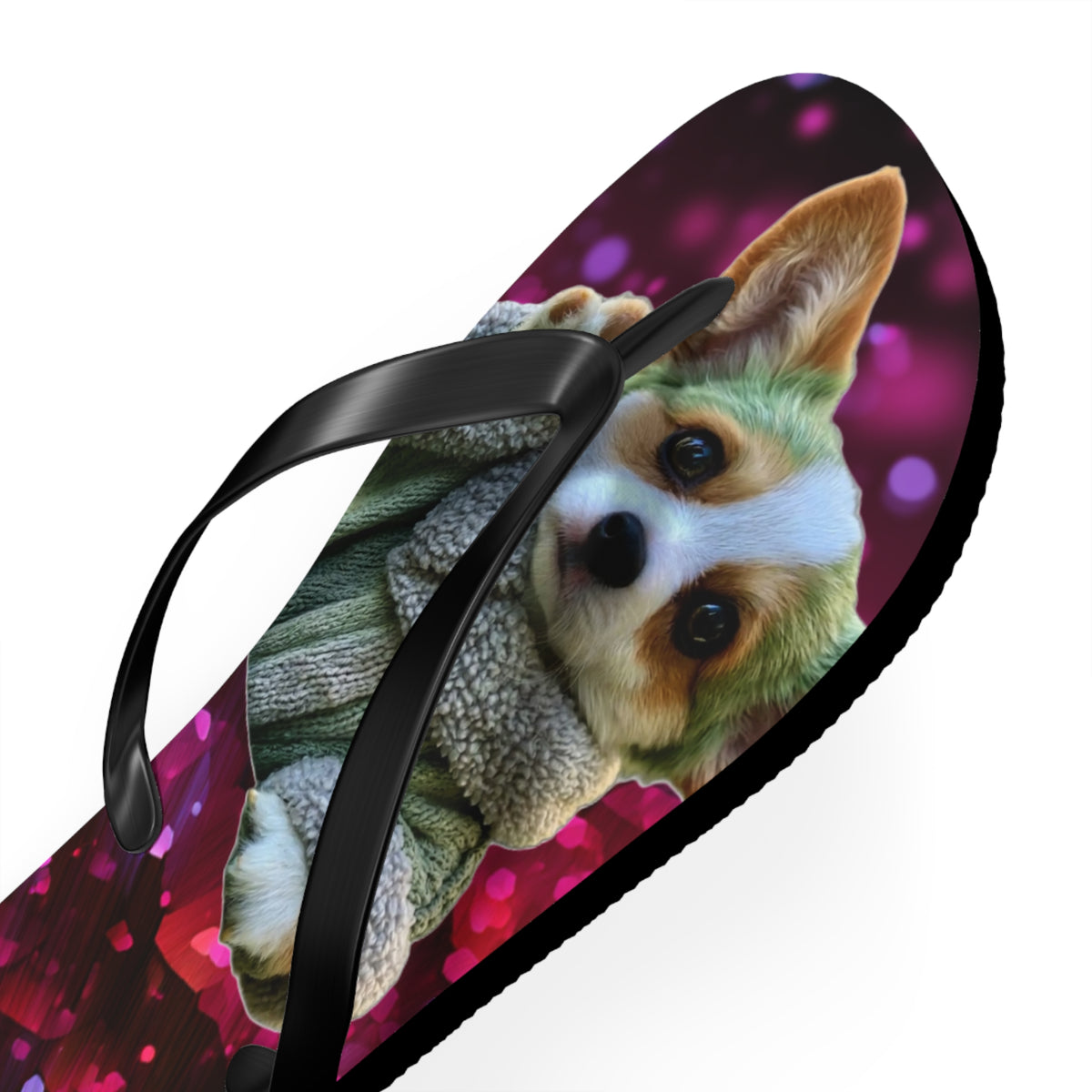 Baby Corgi Star Warrior Unisex Flip Flops — Galaxy Glitter Sandals