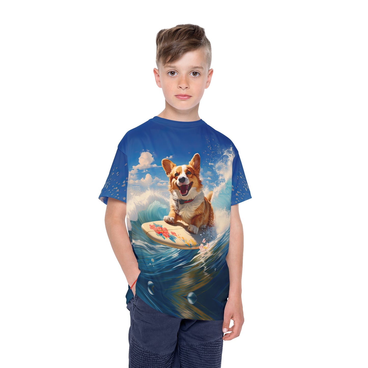 Cowabunga Corgi Kid's Sports Tee