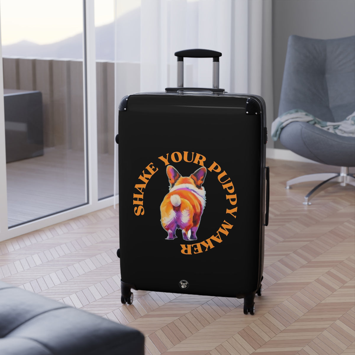 Shake Your Puppy Maker Travel Suitcases — Corgi Butt Rolling Luggage