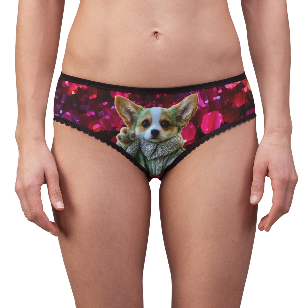 Baby Corgi Star Warrior Panties - Black Red & Purple Galaxy Glitter Undies