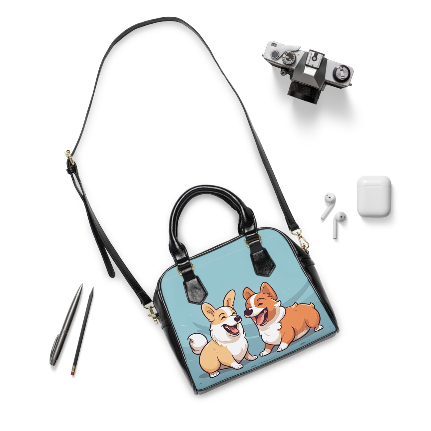 Corgi Couple - Handbag w/Removable Shoulder Strap