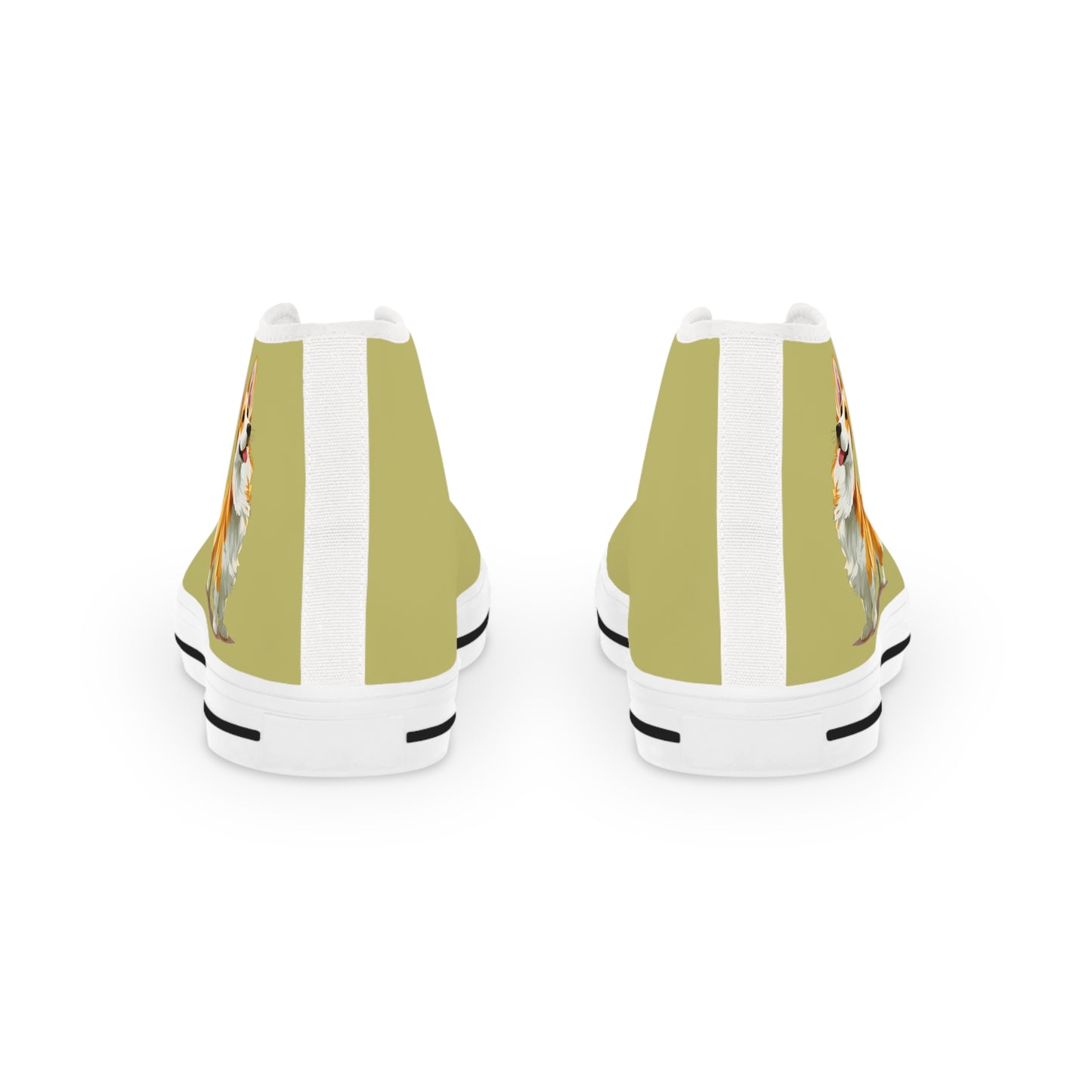 Classic Queen's Corgi Artistic Illustration Men's Casual Khaki Canvas Sneakers