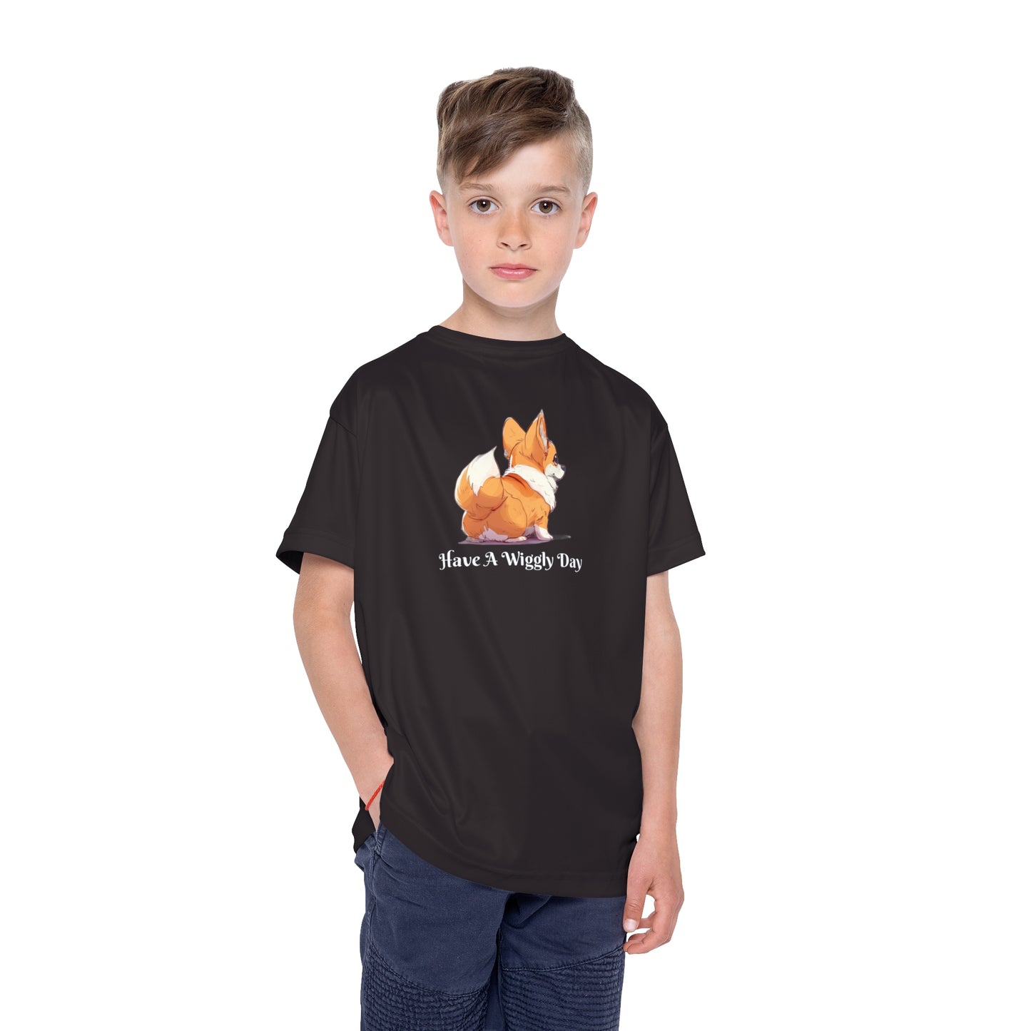 T-shirt de sport pour enfants « Have a Wiggly Day » noir