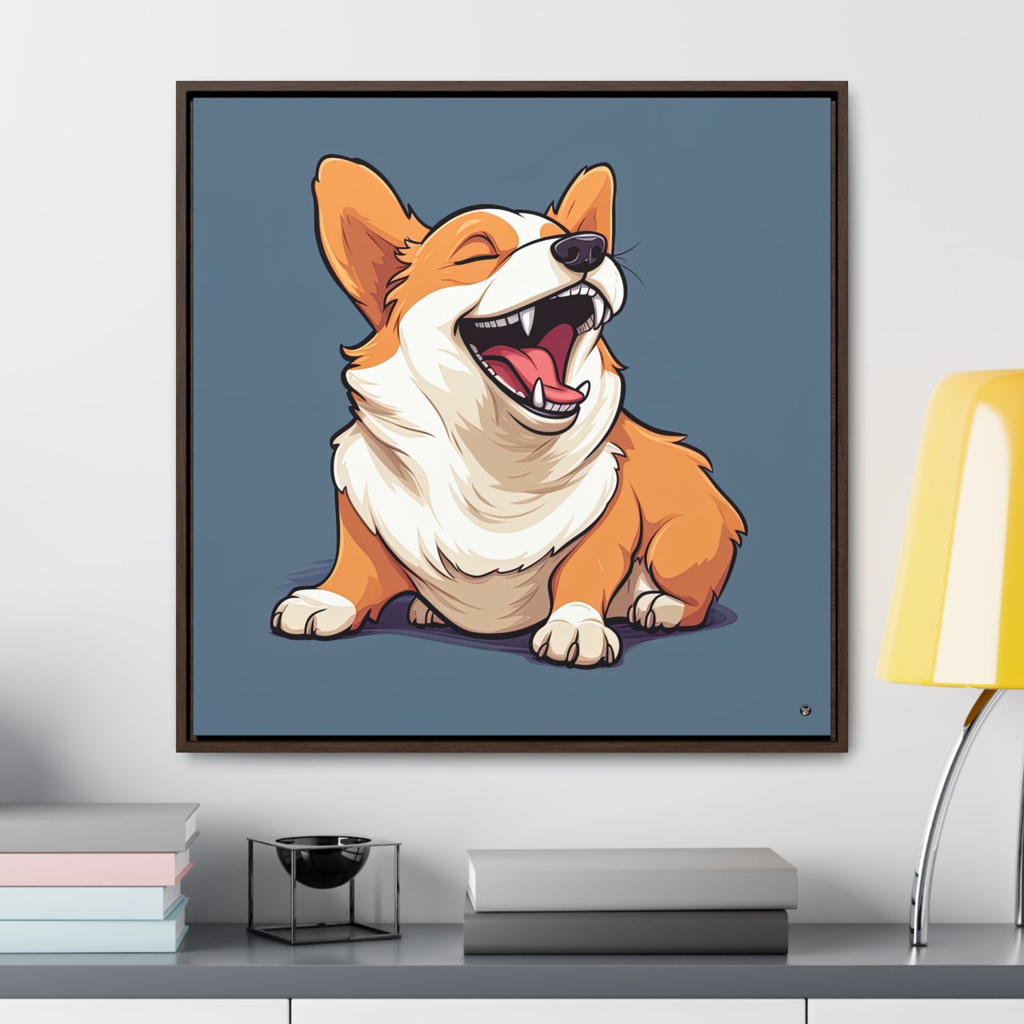 Comical Corgi - Framed on Canvas