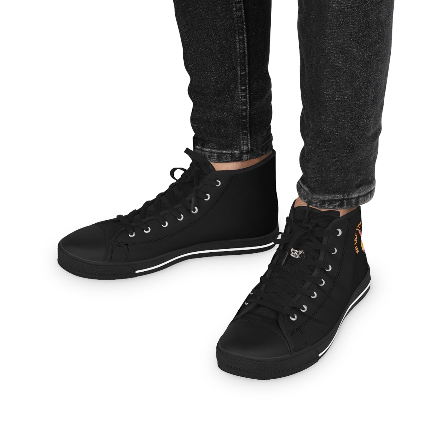 Shake Your Puppy Maker Men's High Top Casual Black Canvas Sneakers