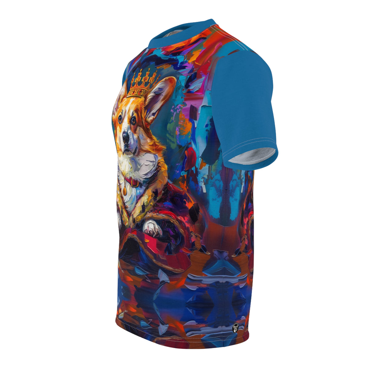 King of the Corgis Unisex Bold Designer Tee - Royalty on Regal Cerulean