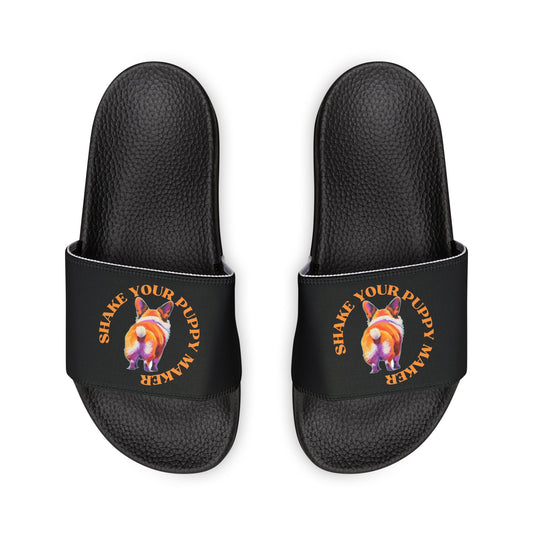 Shake Your Puppy Maker Men's Black Slide Sandals - Casual Pool & Beach Slides