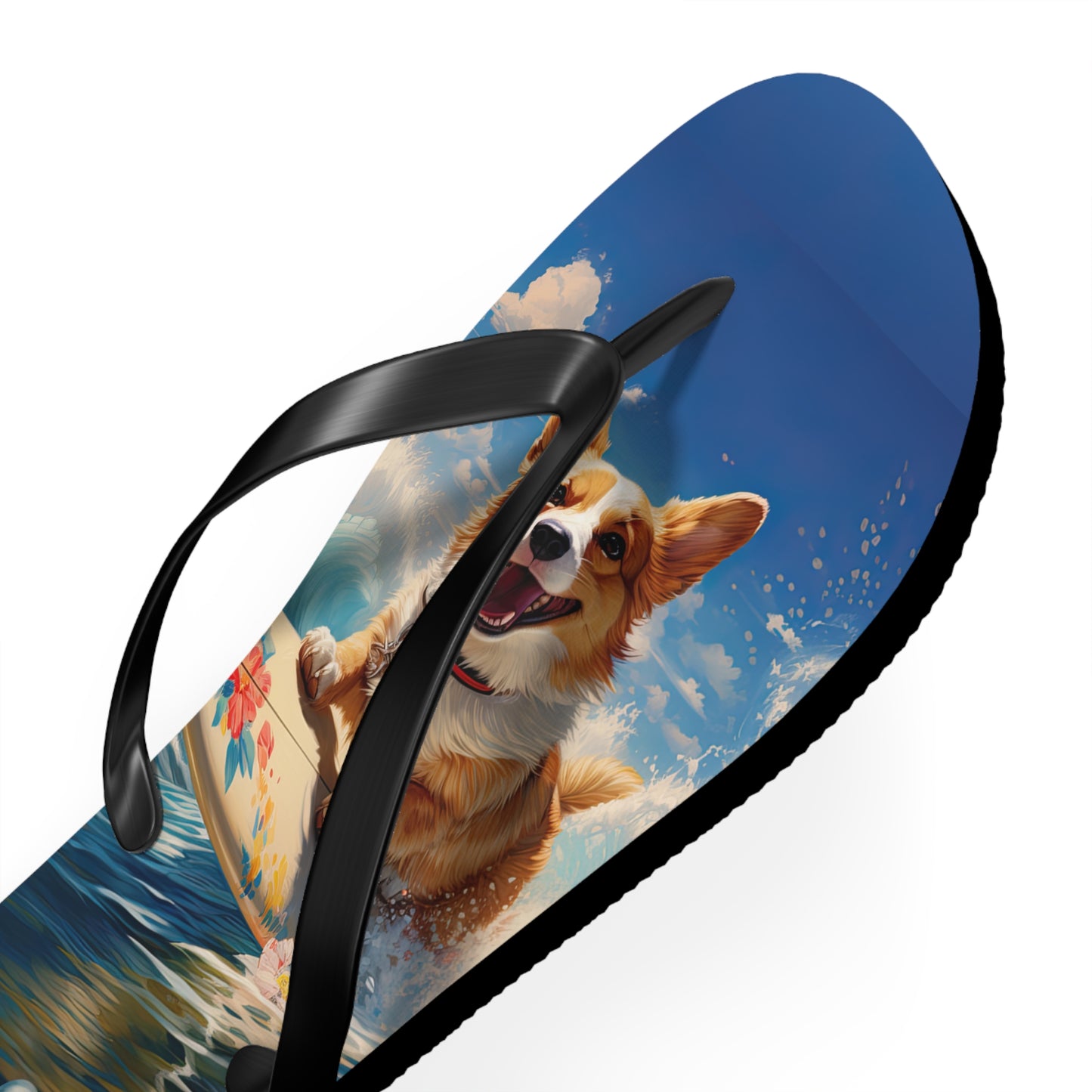 Cowabunga Corgi Flip-Flops
