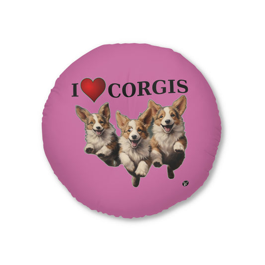 I Heart Corgis in Pink - Floor Pillow