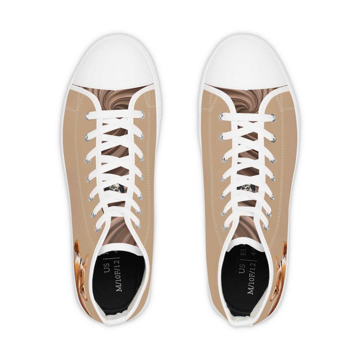 Butt What? Talk To The Butt Contemptuous Corgi Men's High Top Casual Tan Canvas Sneakers