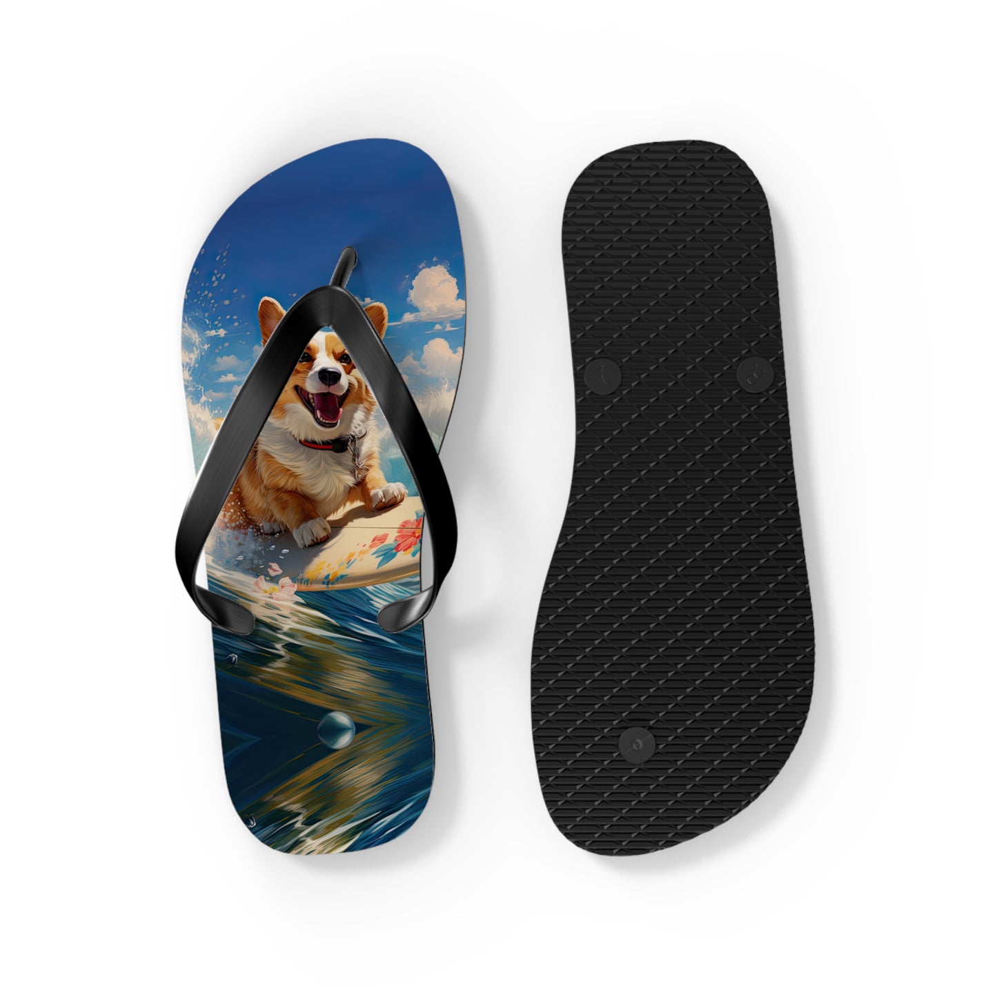 Cowabunga Corgi Flip-Flops