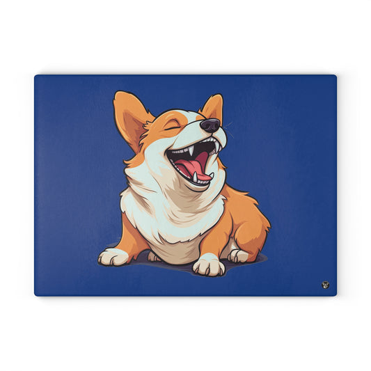 Comical Corgi - Glass Cutting Board
