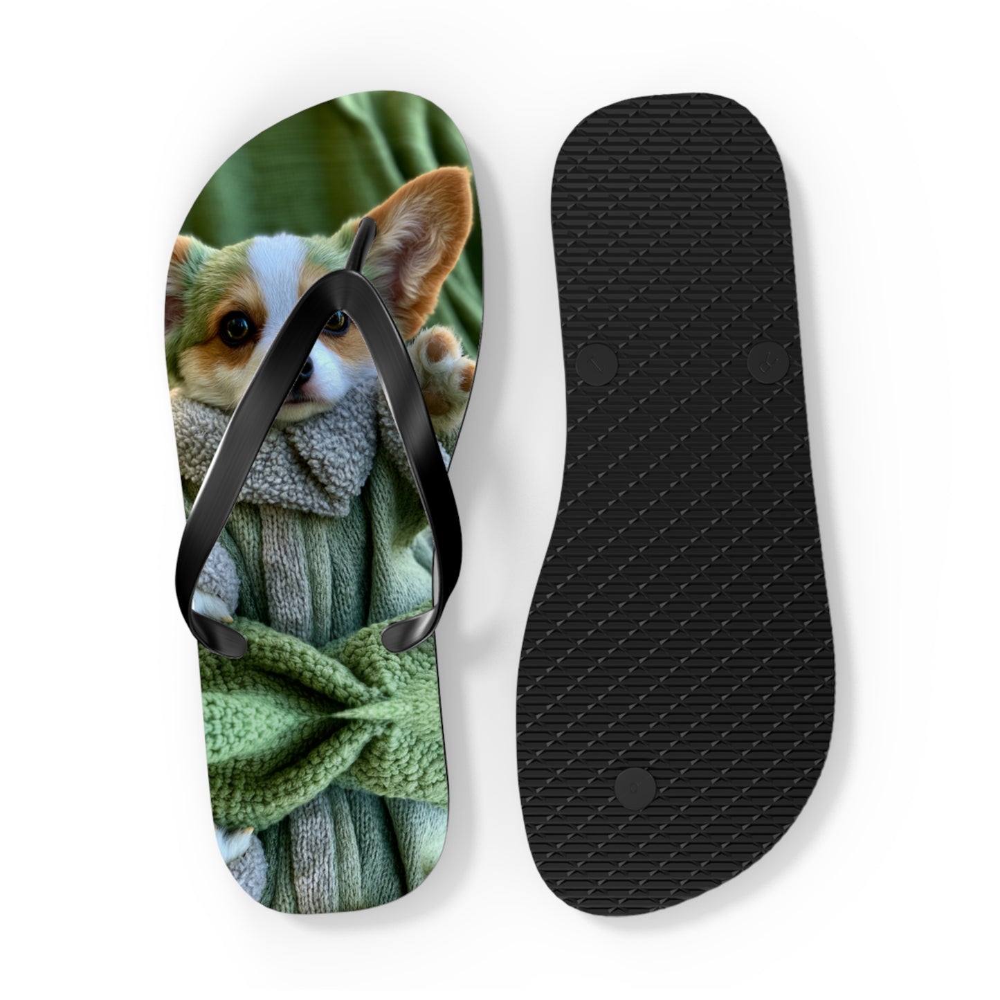 Grogu the Corgi Flip-Flops