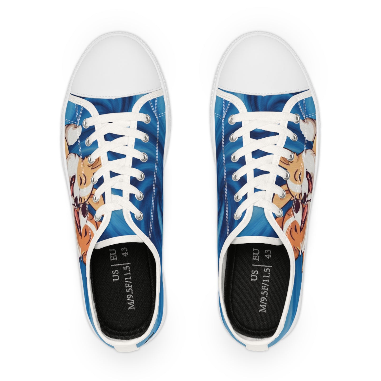 Best Mates Men's Corgi Cartoon Casual Canvas Carolina Blue Low Top Sneakers