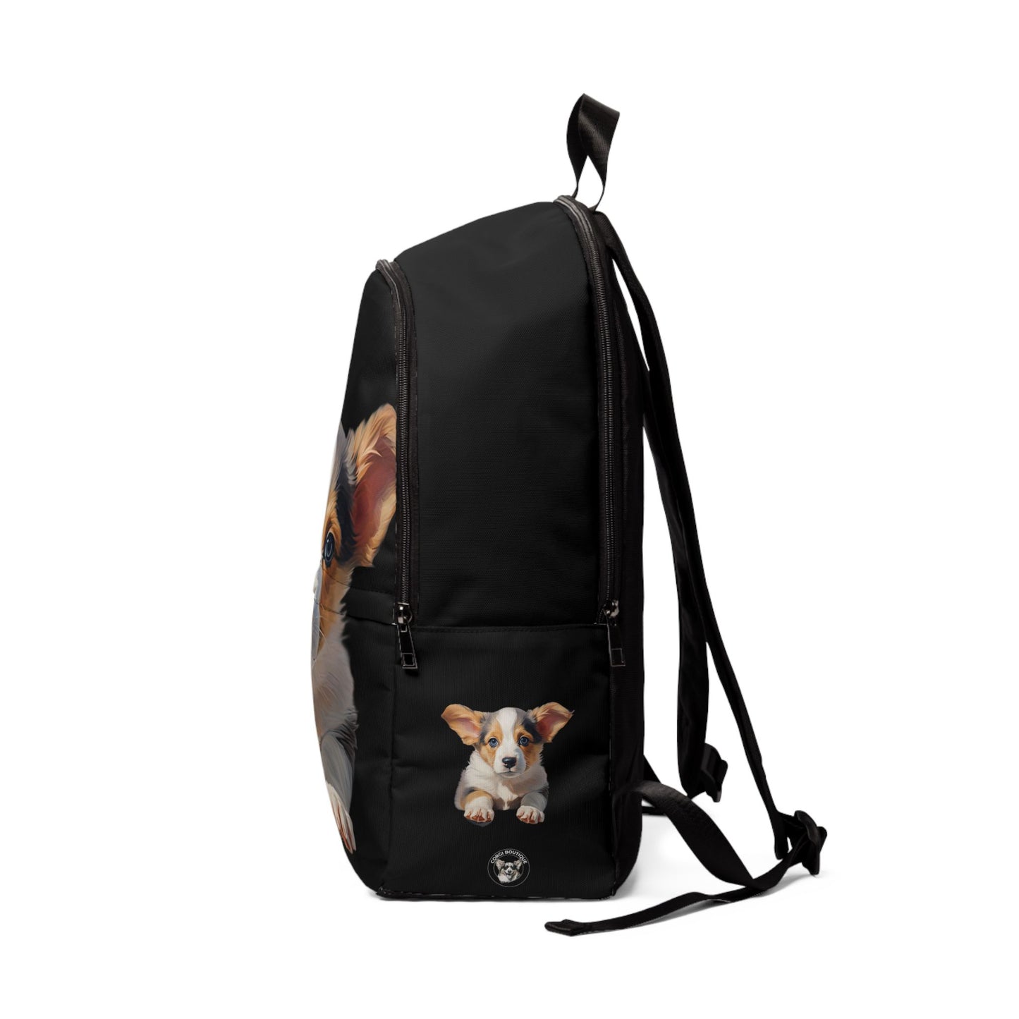 Puppy Dog Eyes Corgi Backpack — Black Corgi Rucksack