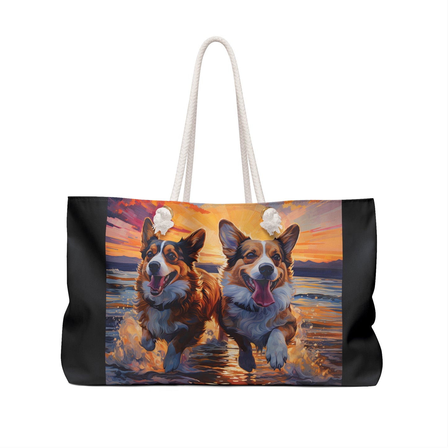 Beach Buds Corgi Weekender Beach Bag – Corgis in the Waves Travel Tote