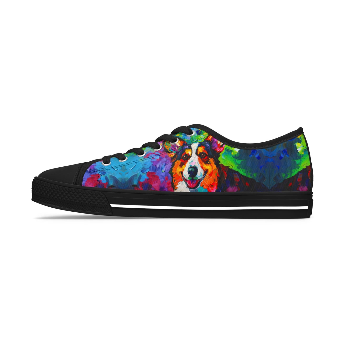 Color Me Corgi Vibrant Artistic Women's Low Top Casual Canvas Sneakers