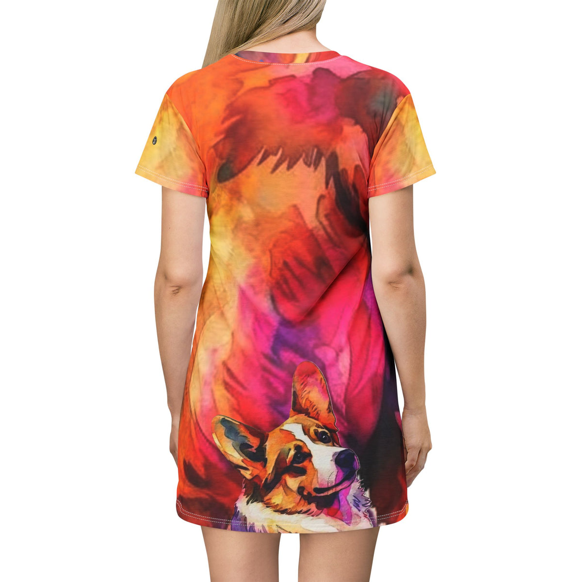 Motley Corgi T-Dress - Beautifully Bold Plum-Orange-Blue-Yellow Dress