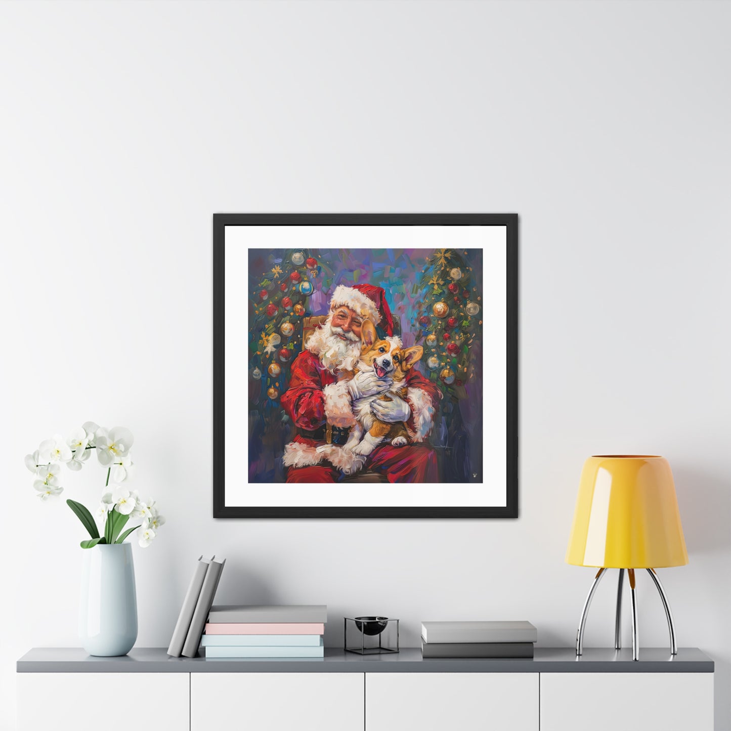 Christmas Corgi Framed Print