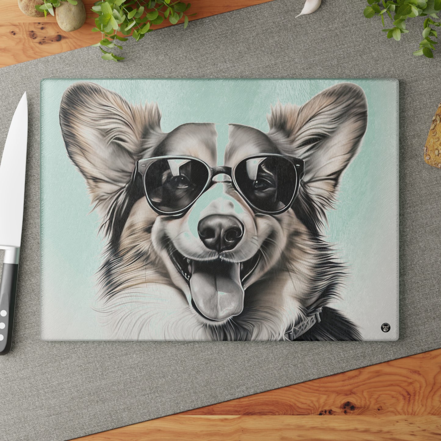 Corgi Cool - Glass Cutting Board