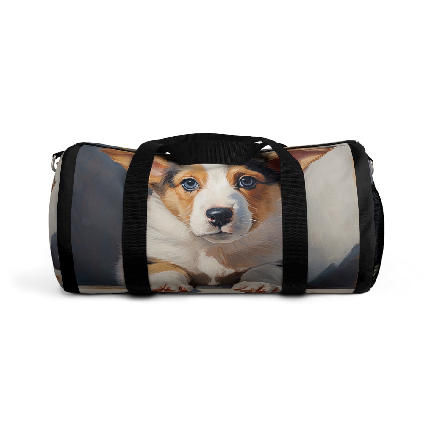 Puppy Dog Eyes Corgi Duffel Bag - Cute Corgi Black Travel Gym Bag