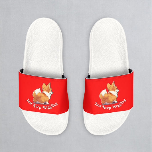 Just Keep Wiggling Women's Red Slide Sandals - Casual Pool & Beach Slides