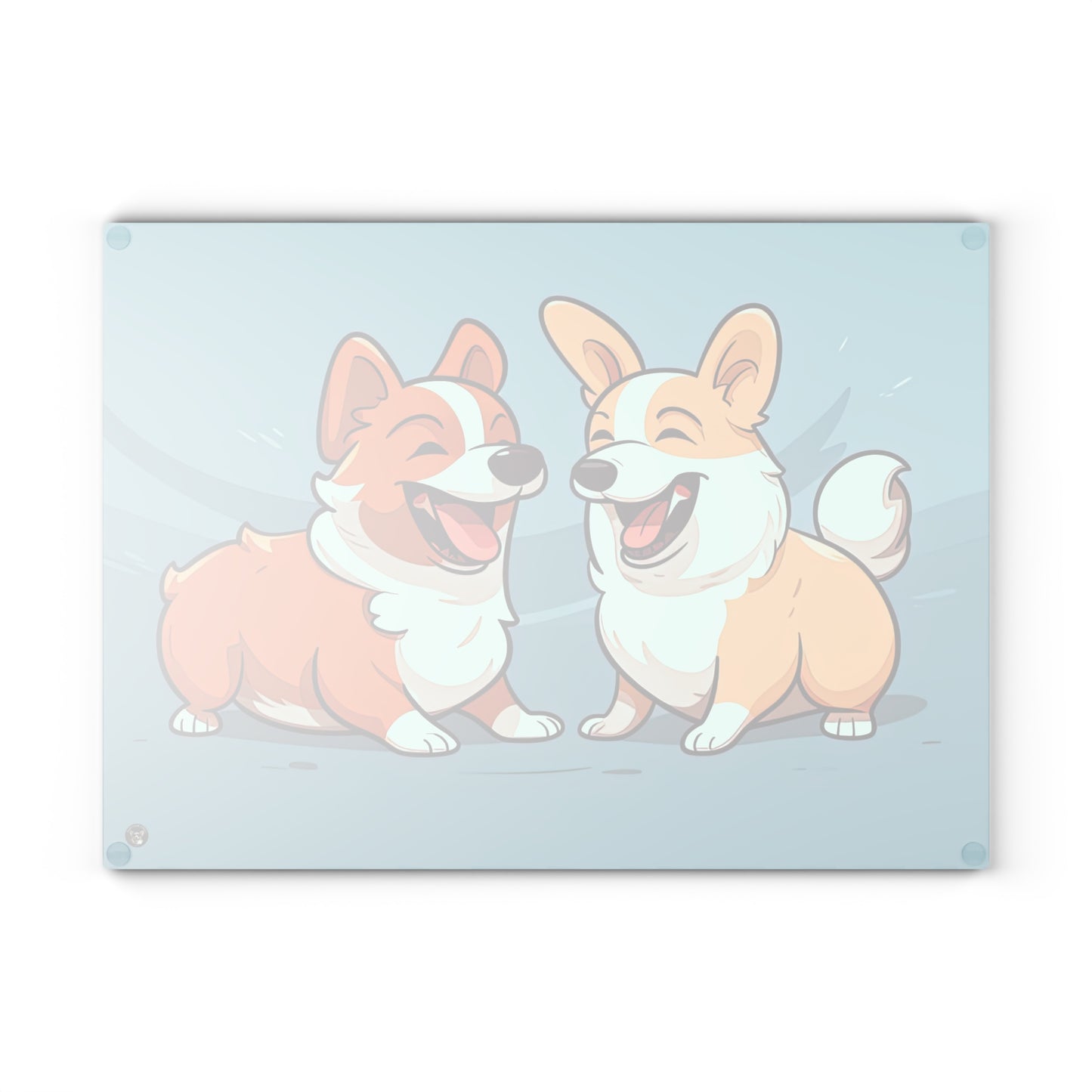 Corgi Couple - Glass Cutting Board