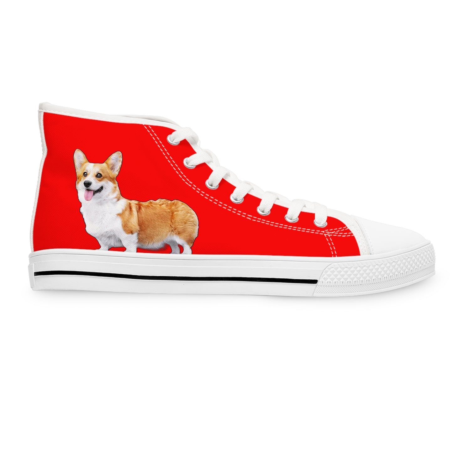 Best in Show Classic Corgi Portrait Women's High Top Sneakers on Red Canvas