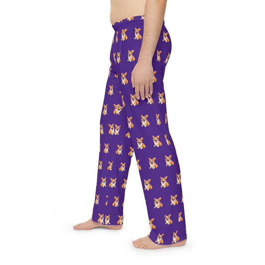 Jolly Jiggling Animated Corgi Men's Purple Lounge Pants