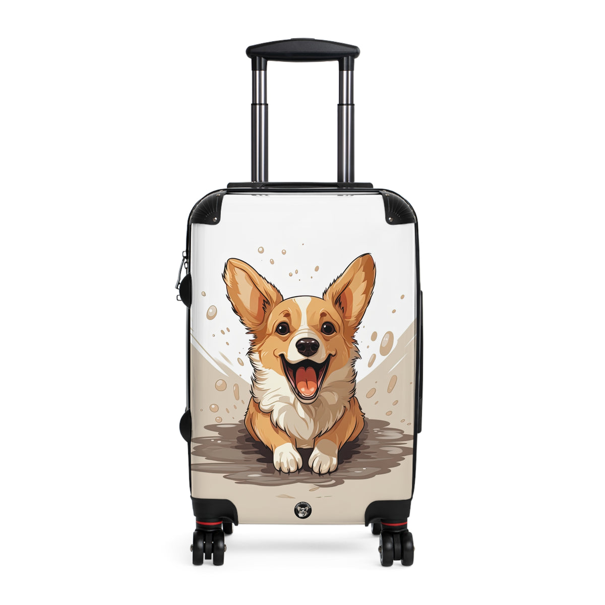Corgi Cuteness Anime Suitcases – Beige & White Luggage for Corgi Lovers