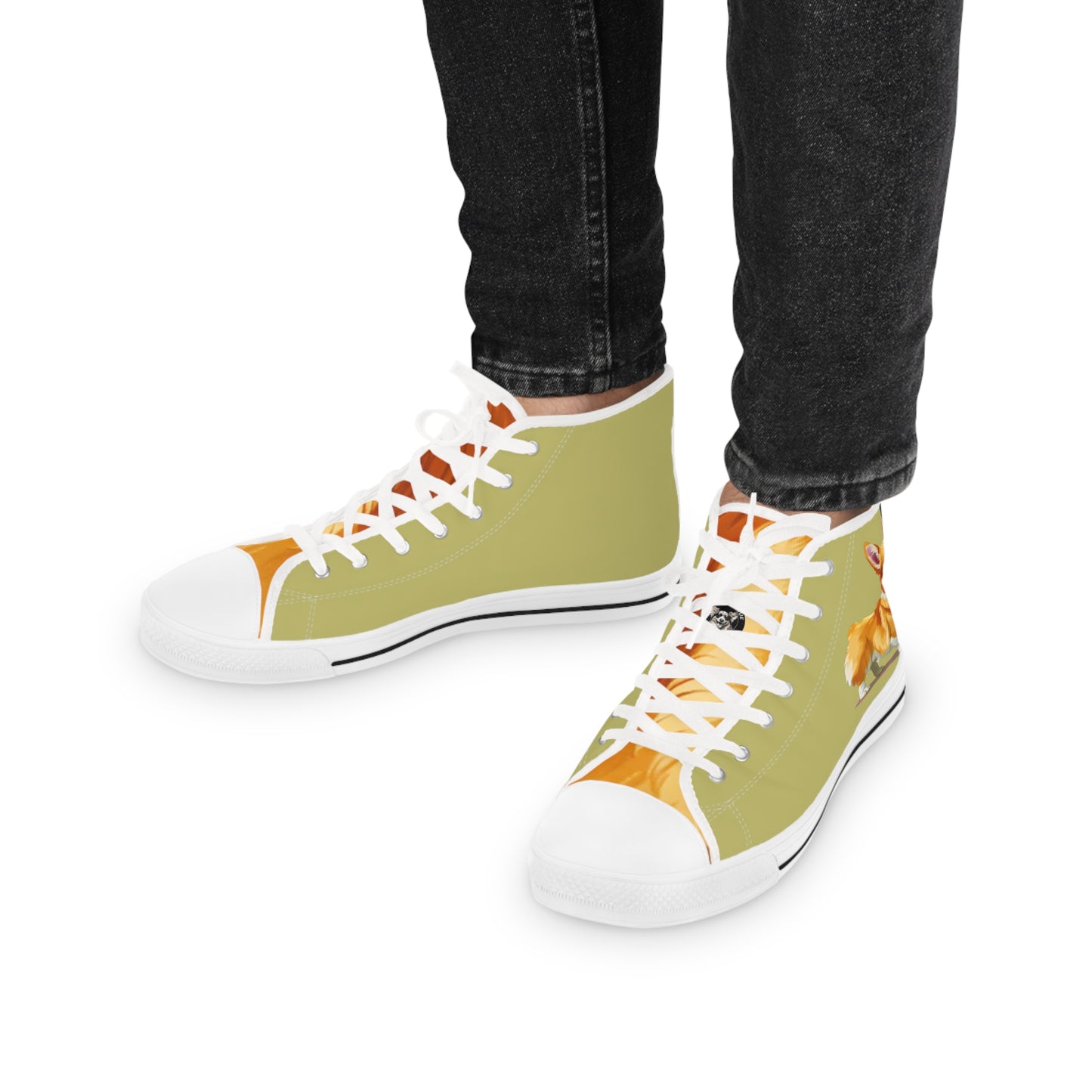 Classic Queen's Corgi Artistic Illustration Men's Casual Khaki Canvas Sneakers