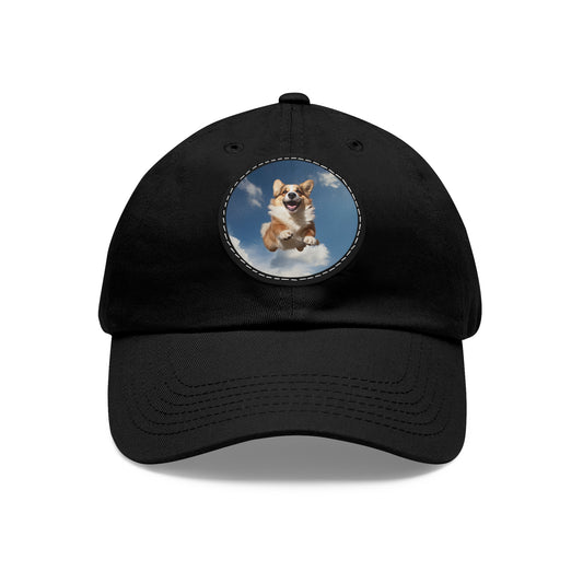Flying Corgi - Cap with Leather Patch