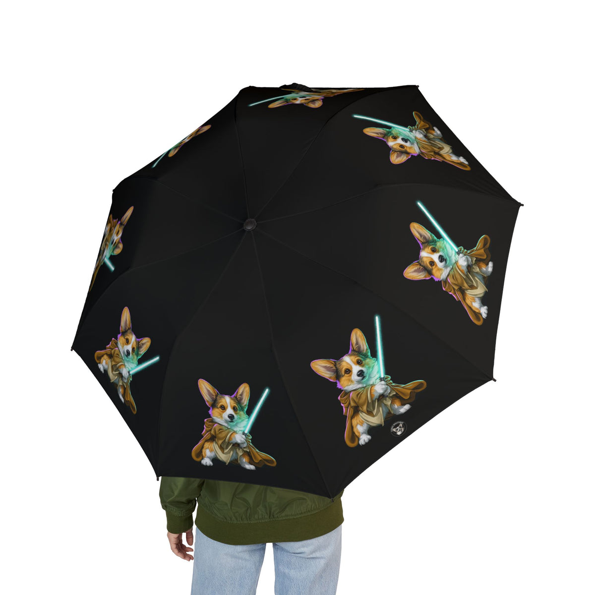 Little Light Knight Corgi Star Warrior Foldable Umbrella — Cute Star Dog Rain Protection