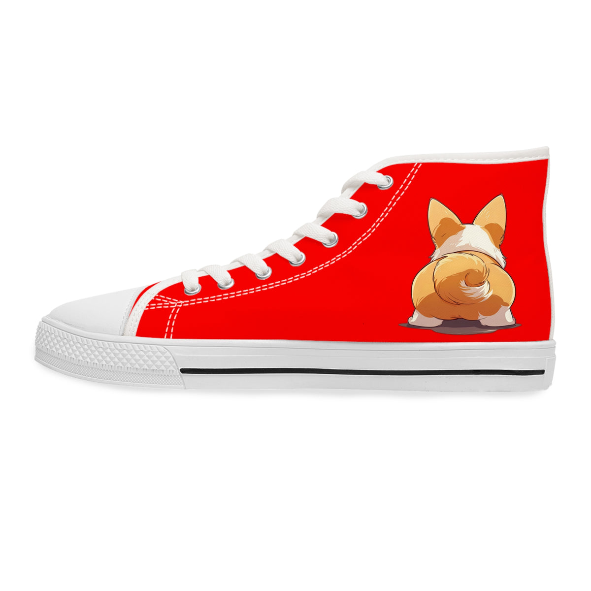 Booty Call Corgi Pop Art Women's High Top Casual Red Canvas Sneakers
