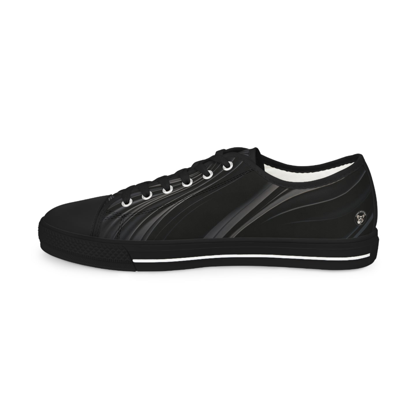 Samurai Corgi Black Swirl Men's Low-Top Casual Canvas Sneakers