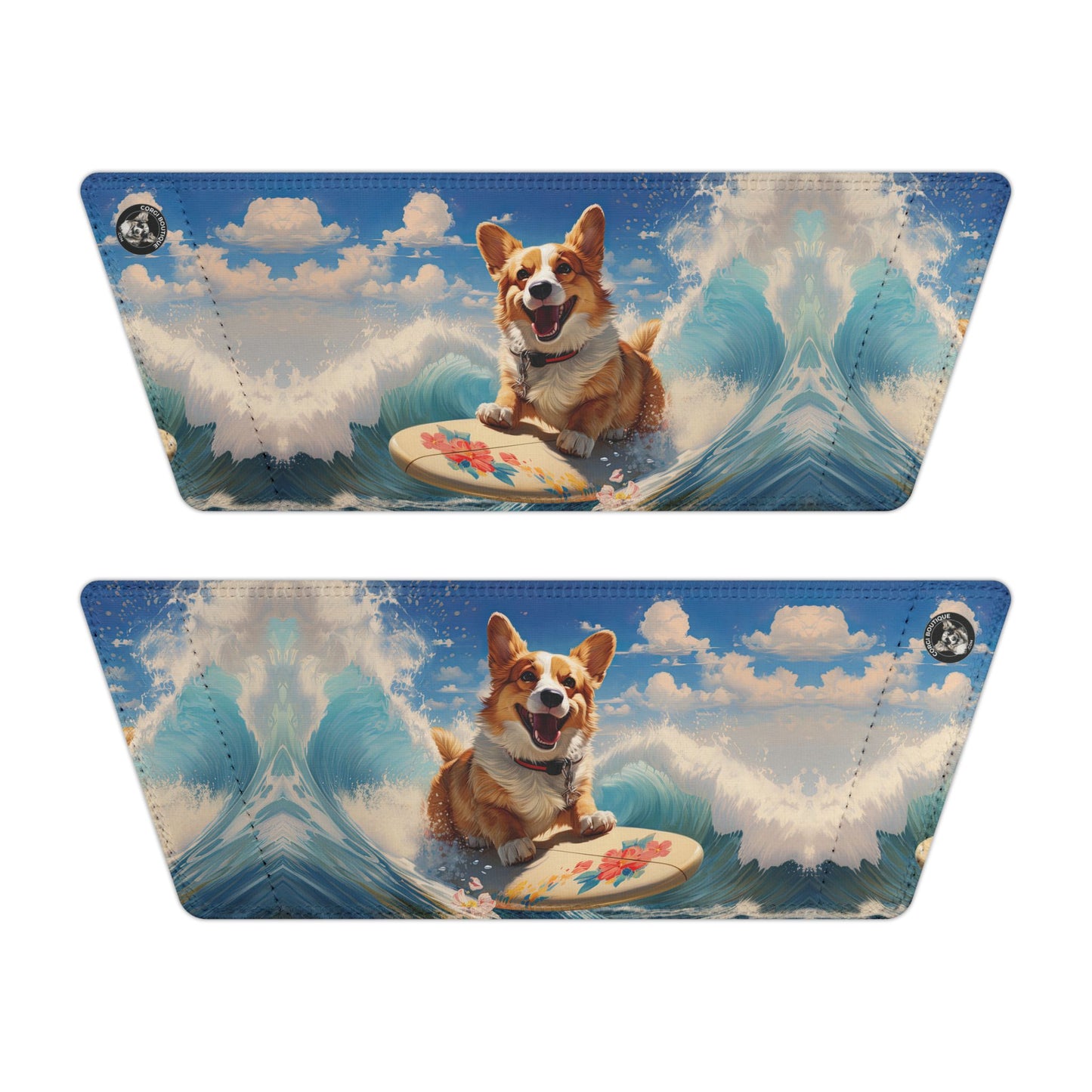 Cowabunga Corgi Big Blue Ocean Wave Men's Slide Sandals - Casual Pool & Beach Slides
