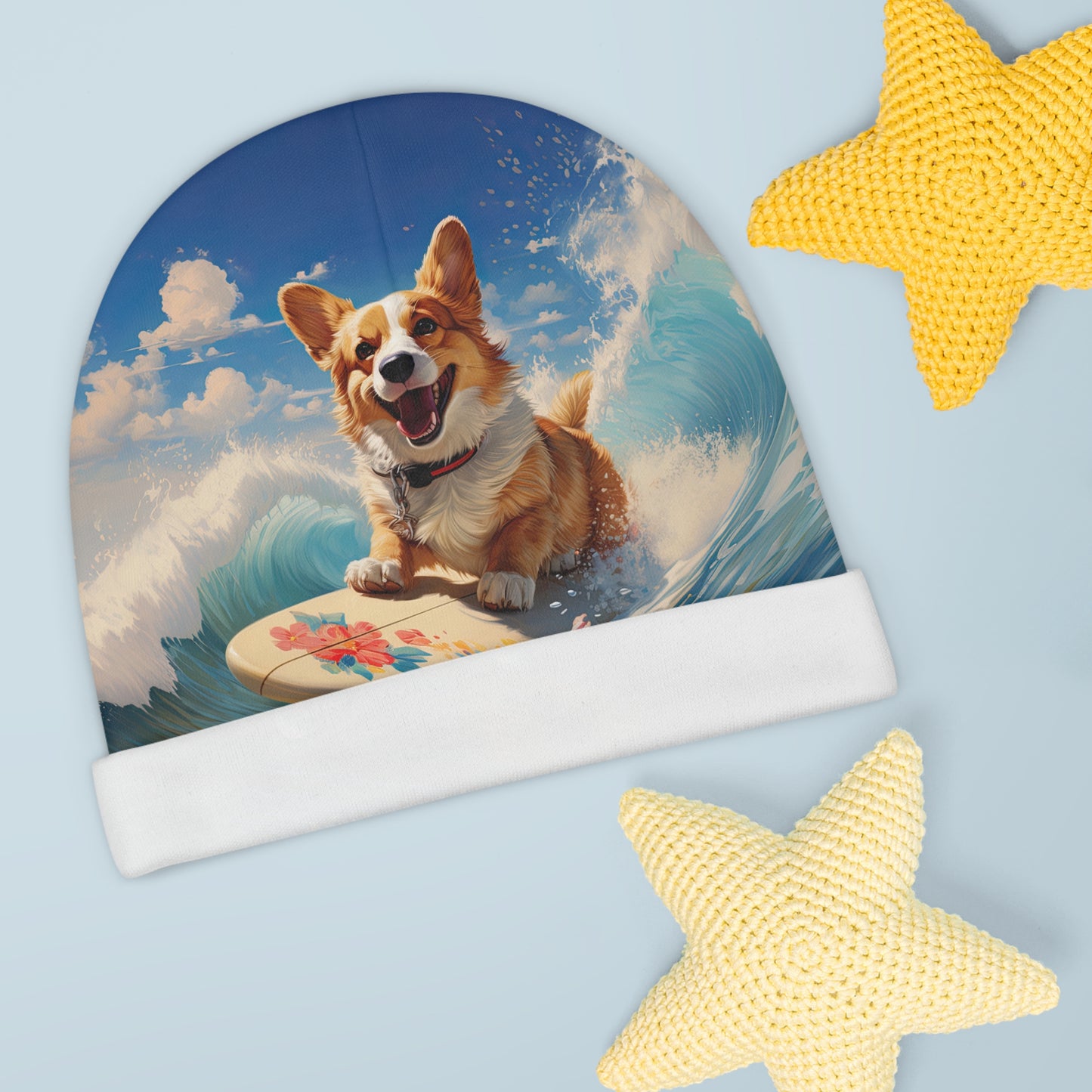 Cowabunga Corgi Baby Beanie
