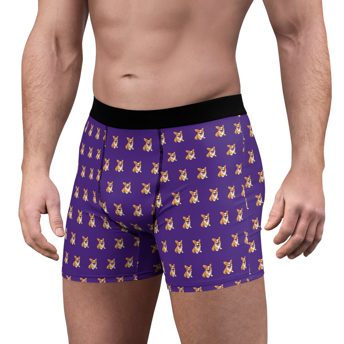 Jolly Jiggling Animated Corgi Men's Purple Boxer Briefs!