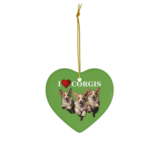 I Heart Corgis - Ceramic Ornament