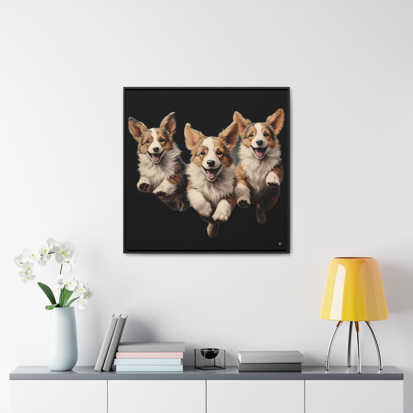 Corgi Enthusiasm - Framed on Canvas