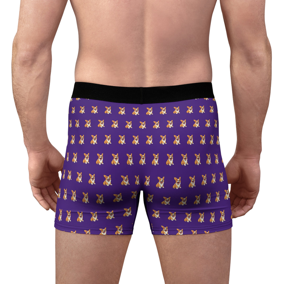 Jolly Jiggling Animated Corgi Men's Purple Boxer Briefs!