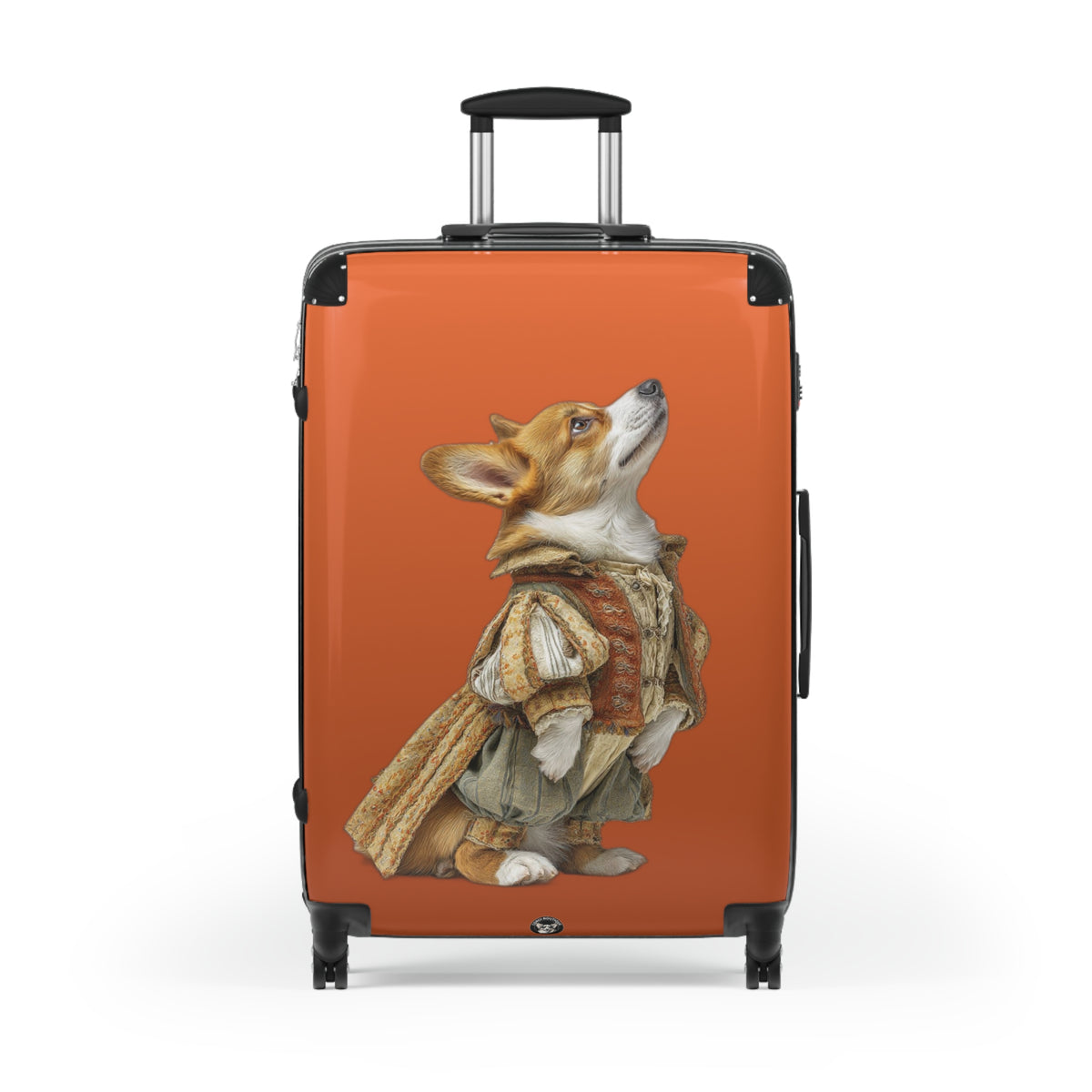 Prince Corgi Royal Travel Suitcases — Monarch Theme Burnt Orange Rolling Luggage