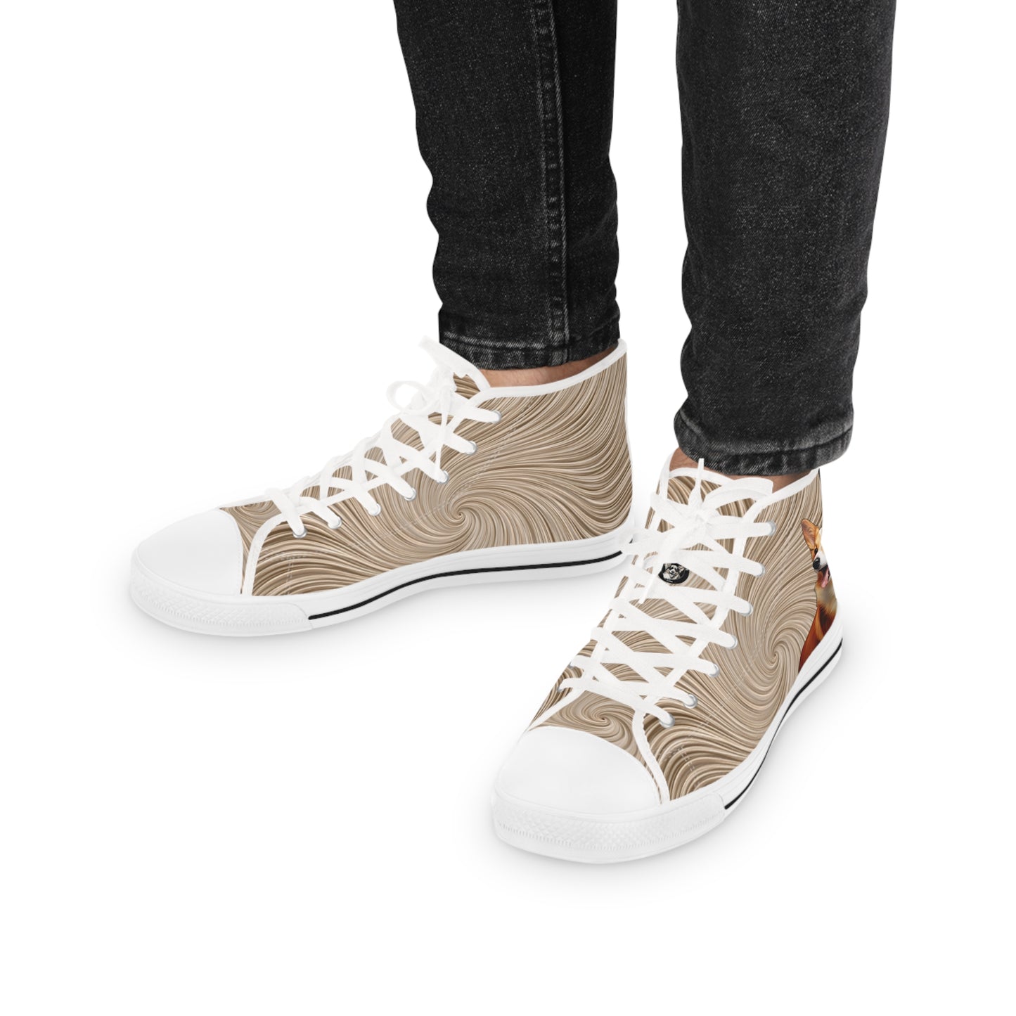 Pembroke Portrait Men's High Top Casual Swirling Tan Sneakers