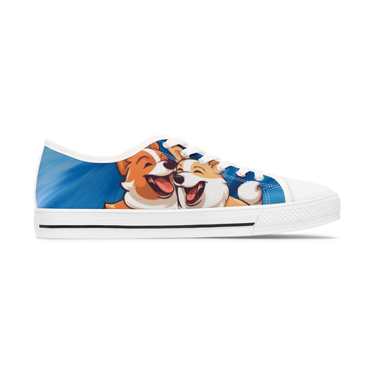 Best Mates Women's Cute Cartoon Corgi Casual Canvas Carolina Blue Low Top Sneakers
