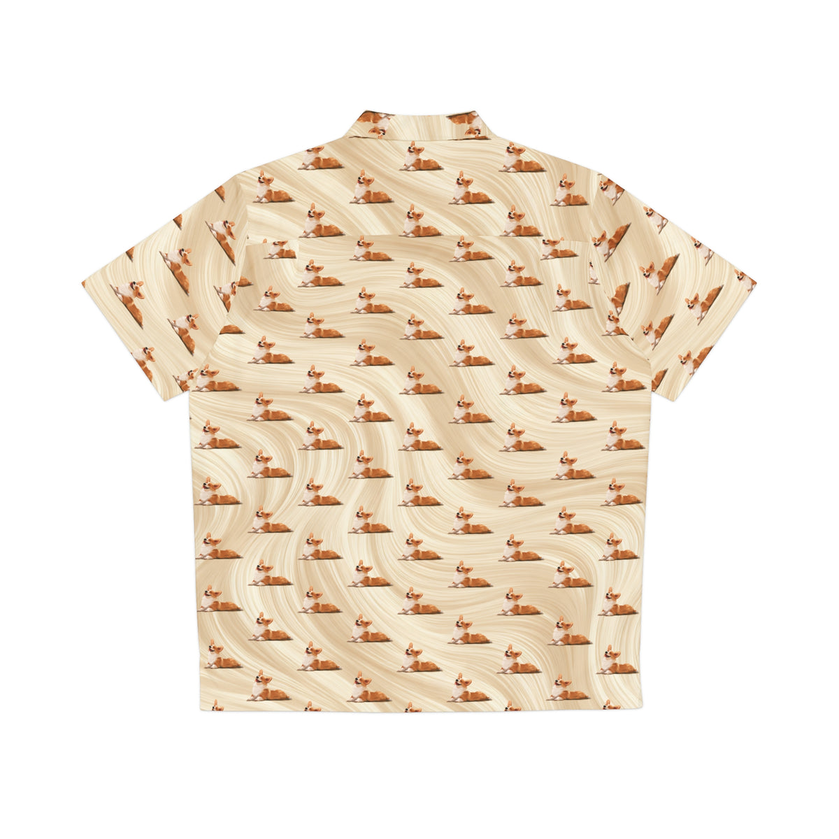 Giddy Sploot Hawaiian Shirt - Rich Creamy Champagne Swirl Corgi Vacation Attire