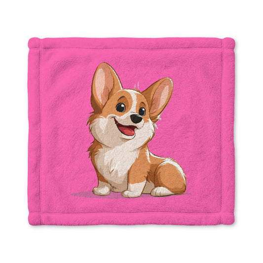 Cuddly Corgi Puppy Animation Hot Pink Cuddle Blanket