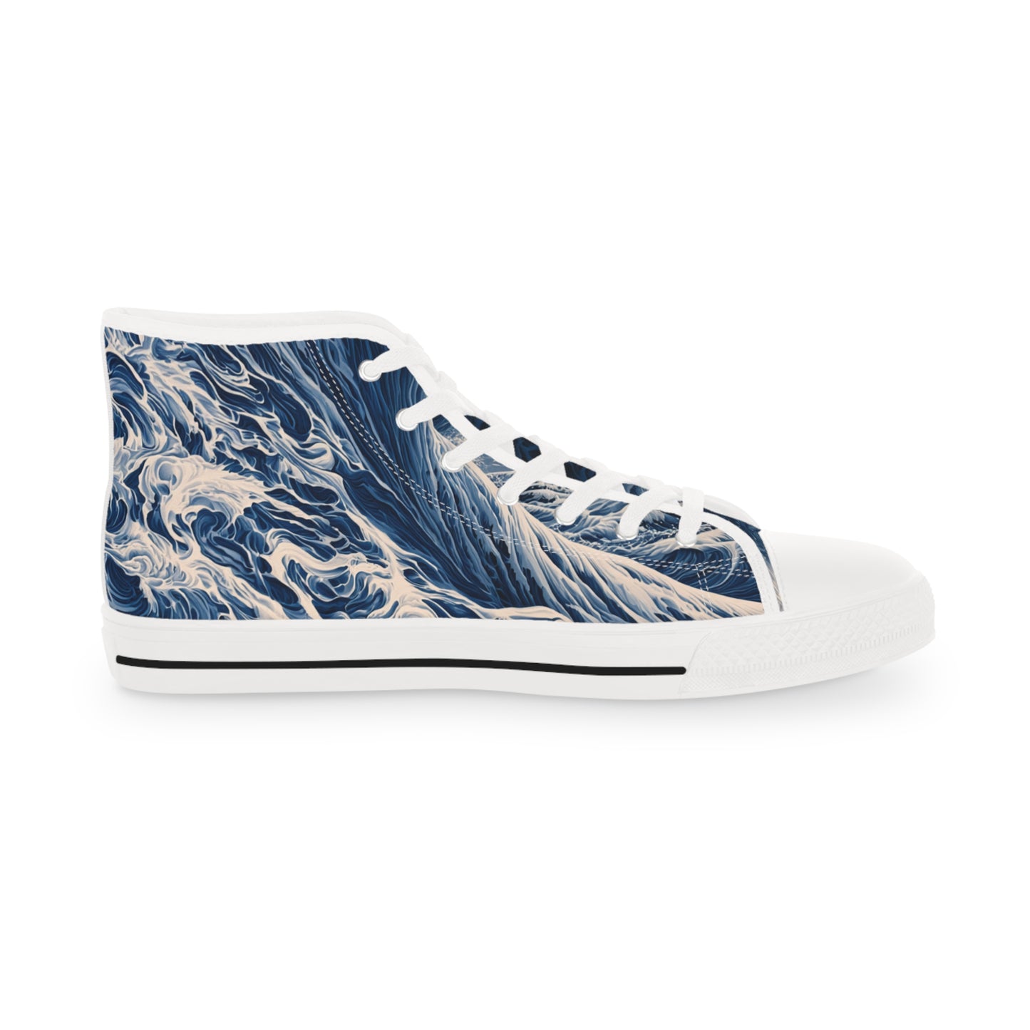 Coastal Corgi Big Blue Ocean Wave Men's High Top Casual Canvas Sneakers